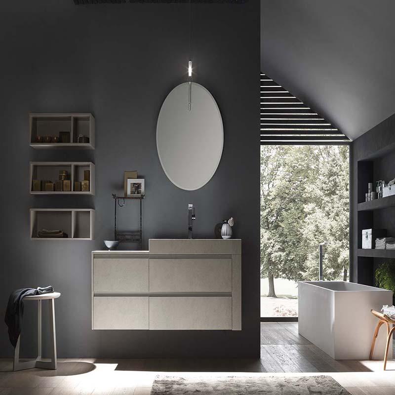 Gray stone color bathroom cabinet